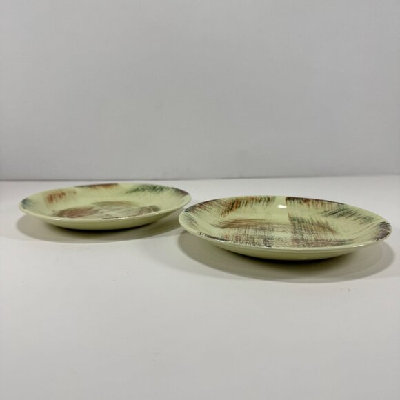 Vintage Vernon Ware Raffia Bread Appetizer Plate Green Brown Mid Century MCM - Picture 2 of 5